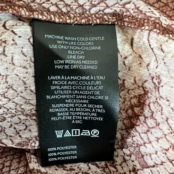 Anthropologie Women's Blouse XS Brown Ruffle Snakeskin Print - Picture 6 of 8